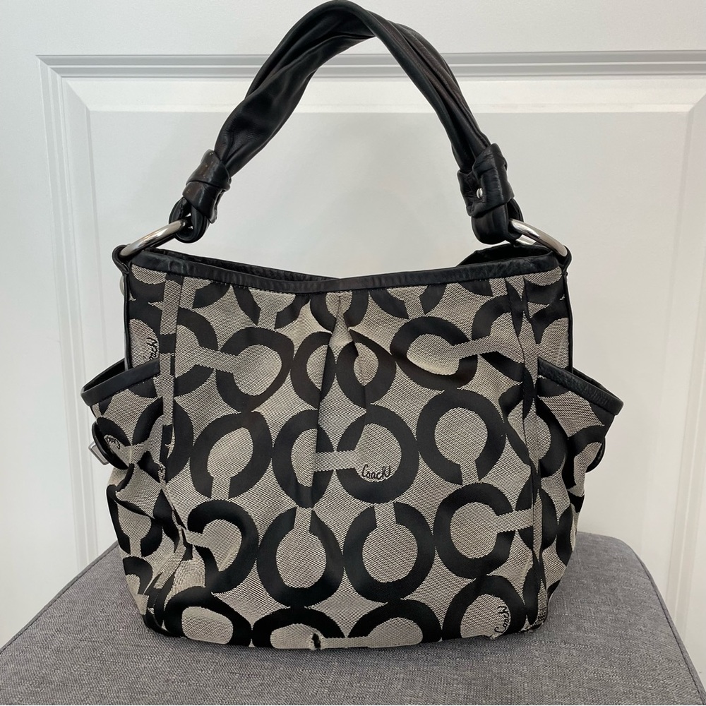 COACH Parker Op Art Slouchy Hobo Bag - Gray/Black/Silver 13427 - Picture 6 of 14